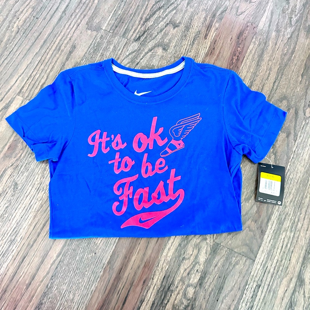 NIKE Women’s Royal Blue Slim Fit Graphic T-Shirt Size Small
